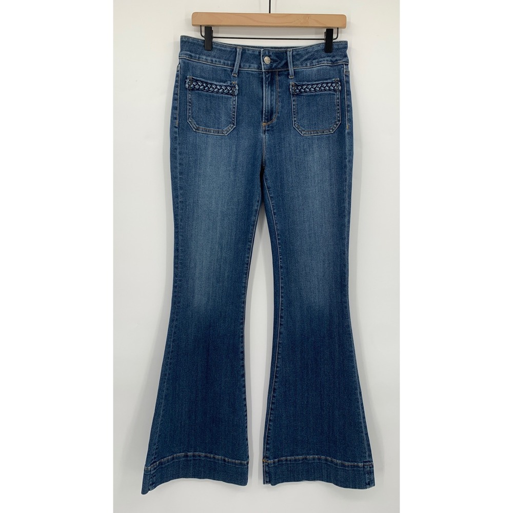 Driftwood Jeans Womens 28 Blue Farrah Flare Braided Pocket High Rise‎ Boho